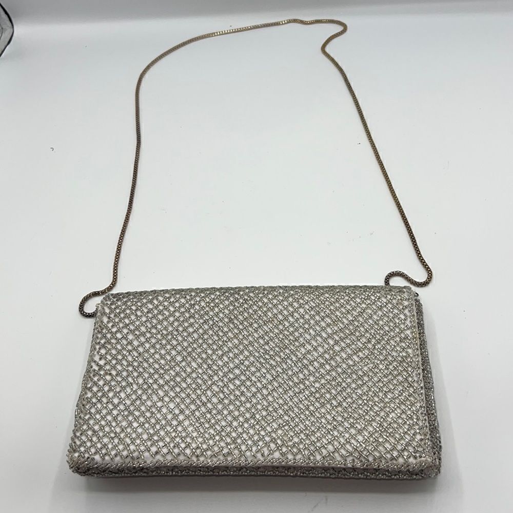 WALBORG Vintage Silver Sparkle Beaded Crossbody Purse